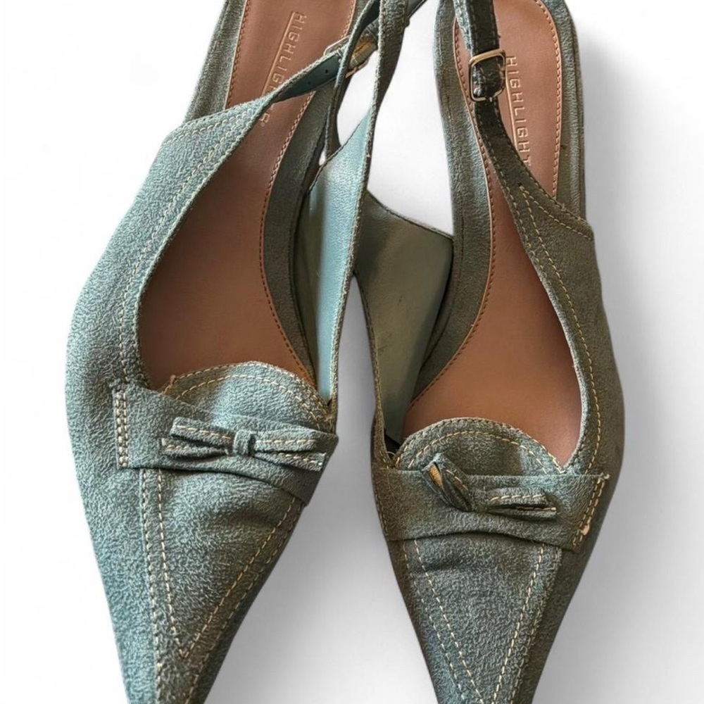 Women's Vintage Teal Slingback Shoes